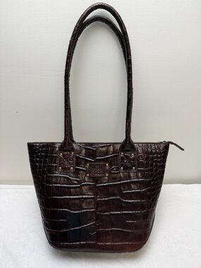 Rowallan of Scotland Croc Embossed Leather Shoulder Tote Bag Timeless Classic